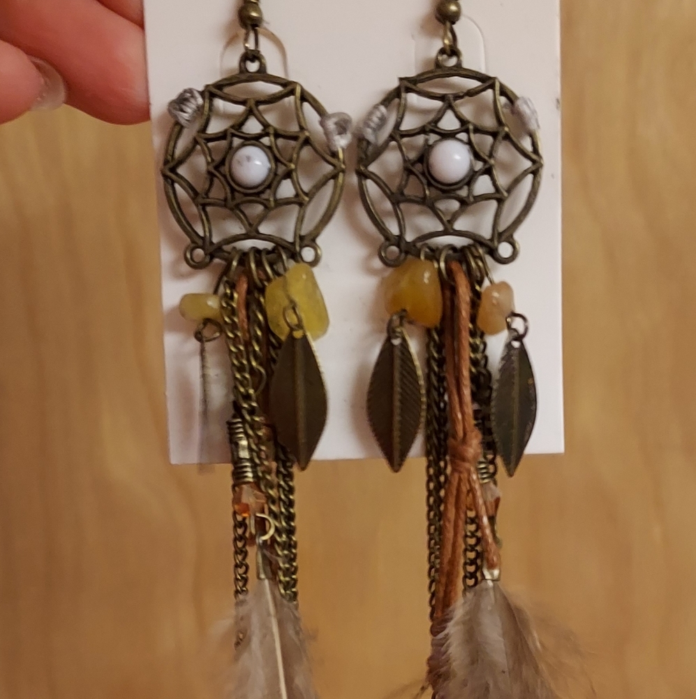 Boho Long Feather Earrings